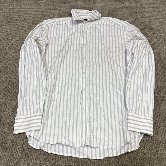 Hugo Boss Button Down Shirt Blue White Striped Long Sleeve Men’s Size XXL - Picture 1 of 11